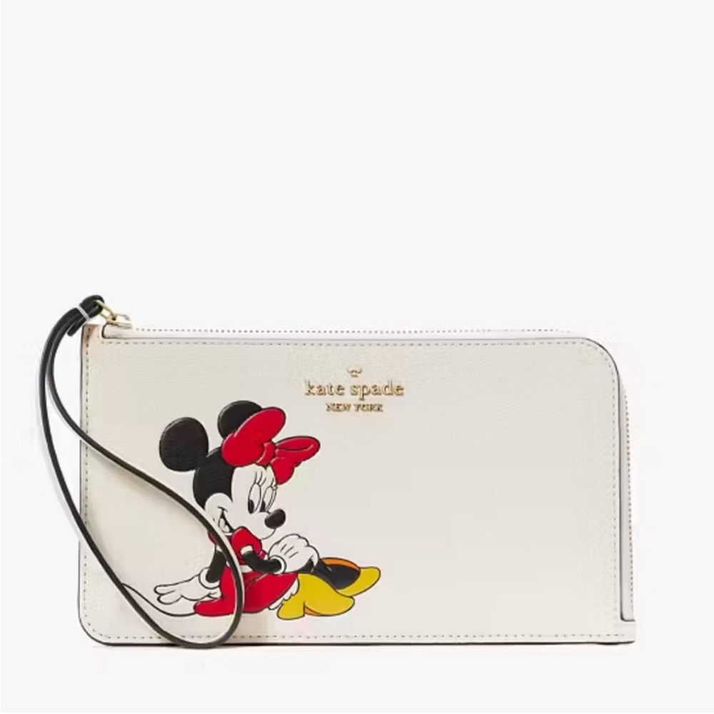 NWT Kate Spade White Minnie Mouse Wristlet